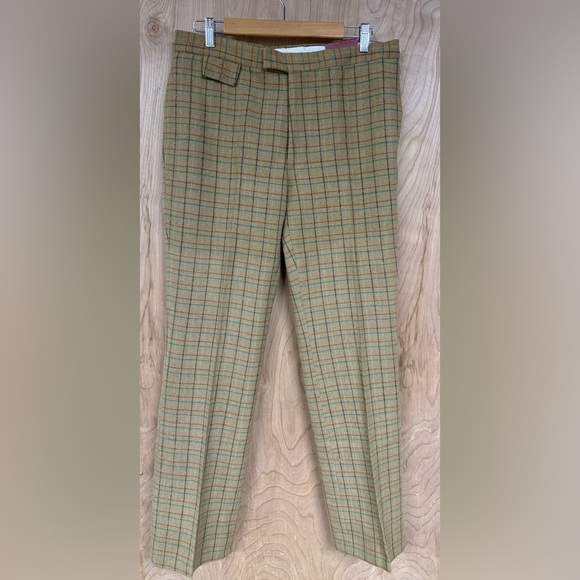 Penguin PLAID Wool Blend 34 beige pant golf Green, white brown musingwear NWT - Picture 1 of 8